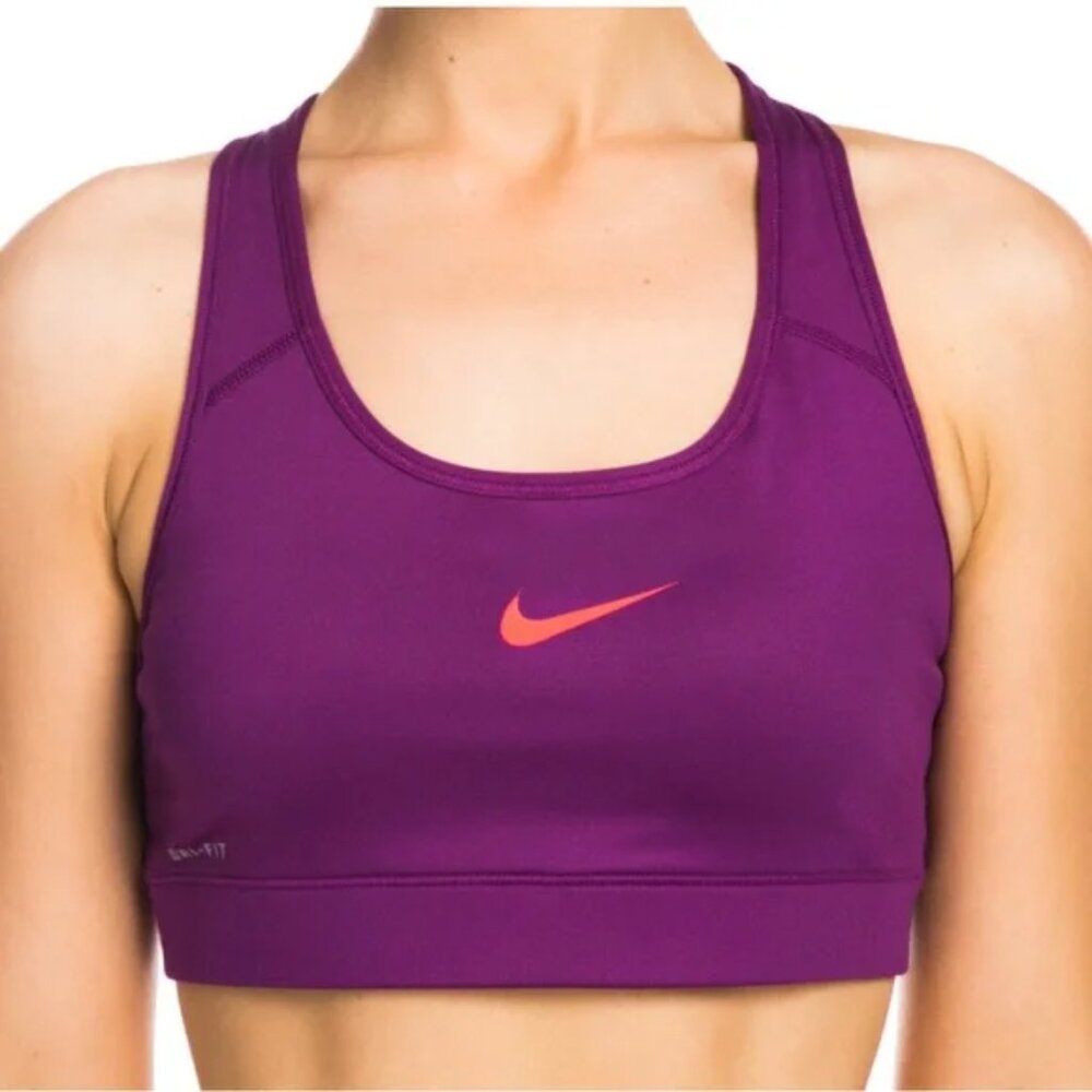 Nike Pro Check Dri-Fit Seamless Lined Racerback Sports Bra in Grape - Picture 1 of 4